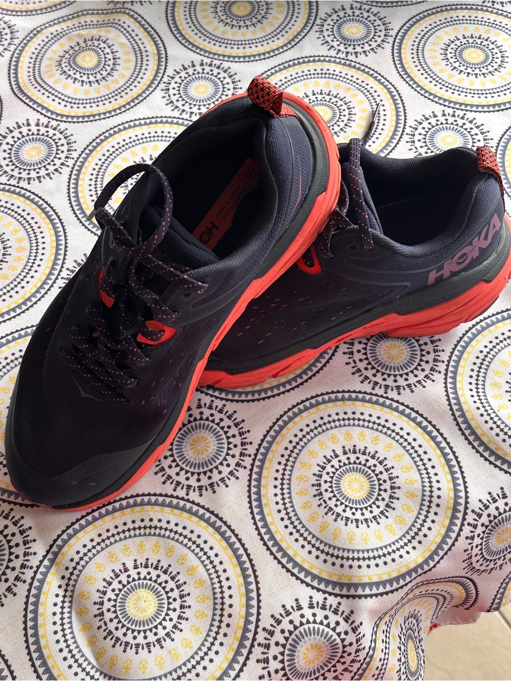 Hoka Women's Black and Coral Athletic Shoes